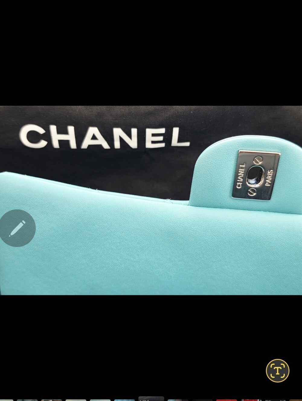 Chanel Medium Lambskin Clutch on Chain Tiffant Blue, Entrupy Authenticated - Picture 4 of 12